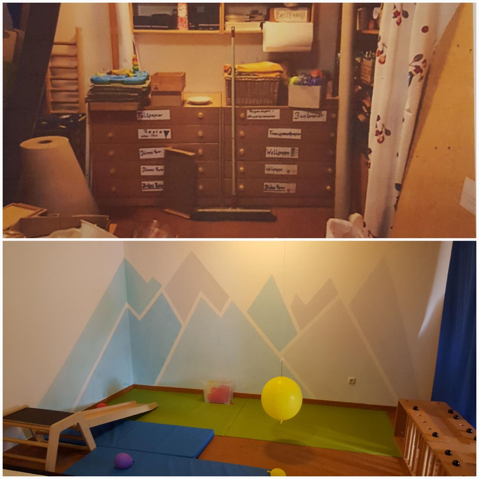 Kaum zu glauben: Das Papier und Spielzeug fand einen anderen Platz, um einen attraktiven neuen Raum entstehen zu lassen. (c) Kindertagesstätte St. Agidius, Stöckach